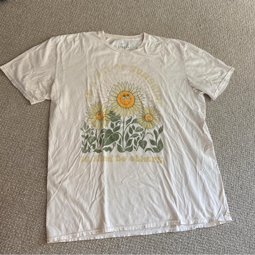 PacSun Cream Sunflower Graphic Tee